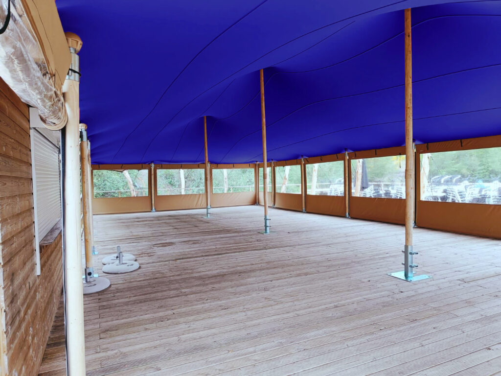 Blauwe stretchtent met zijwanden